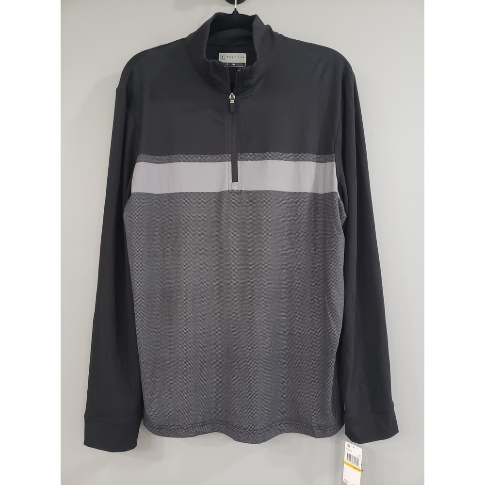 NEW Lightweight PGA Tour Men's Quarter Zip Pullover Black Size Small Long Sleeve